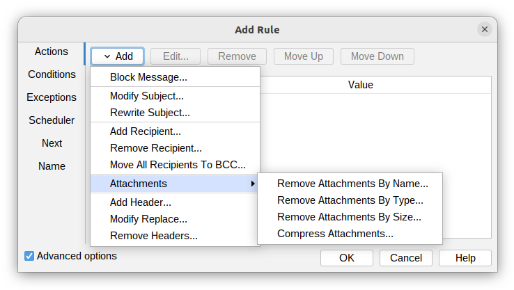 Policy rule actions