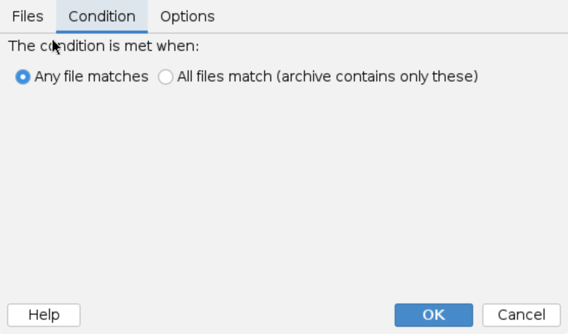 Archive content, Condition tab