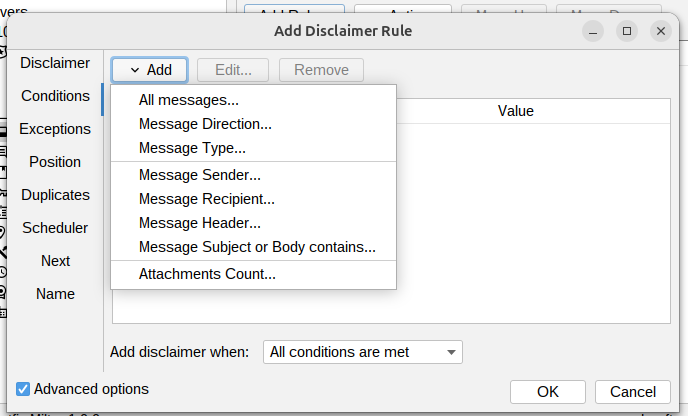 Signature Rules conditions