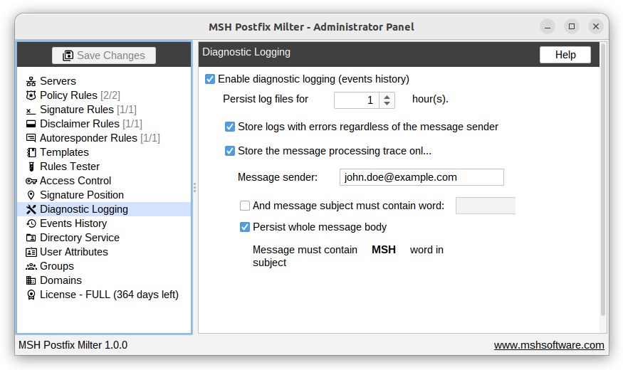 Diagnostic logging