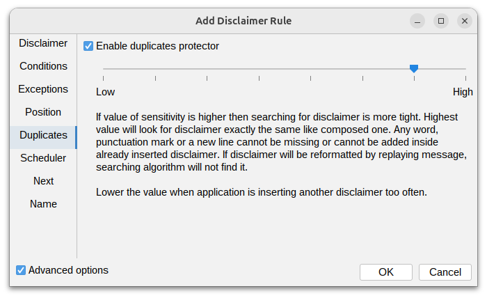 Disclaimer Rules duplicates