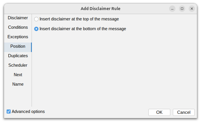 Disclaimer Rules position