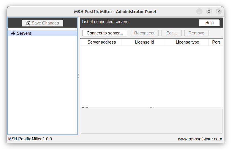 Main application window after first run