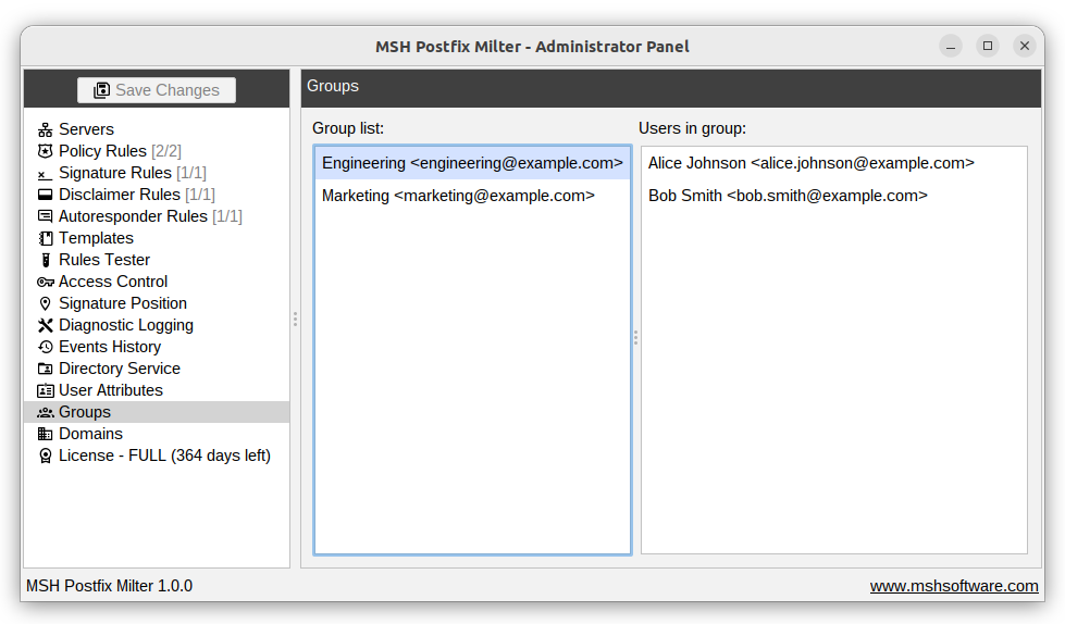 Groups attributes