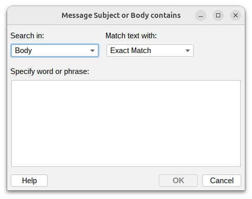 Message subject or body contains