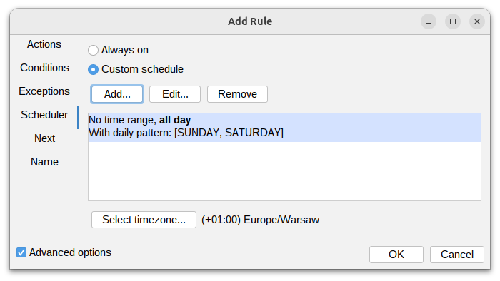 Policy Rules Scheduler