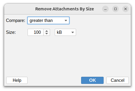Remove attachments by size
