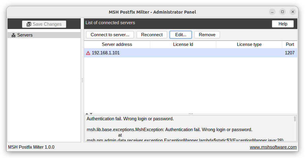 Error message when you didn't provide credentials