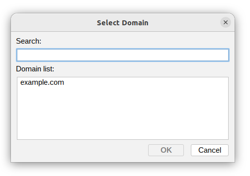 Select domain window