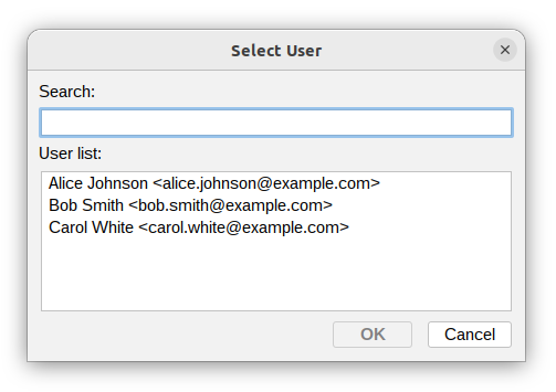 Select user window