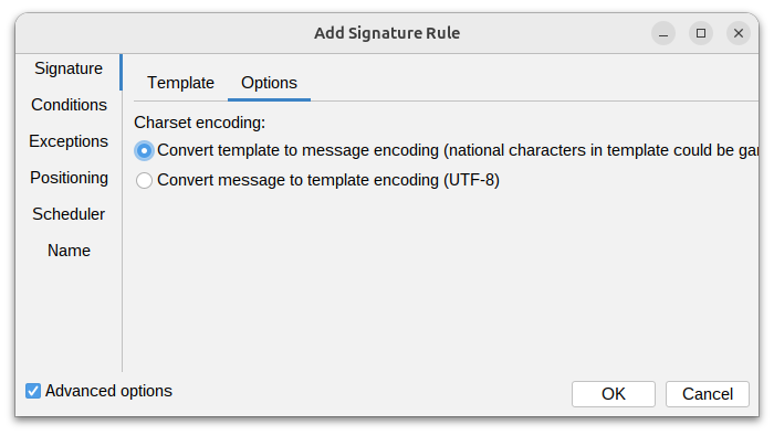 Signature Rules Options