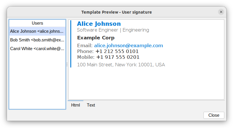 Templates - preview with attributes