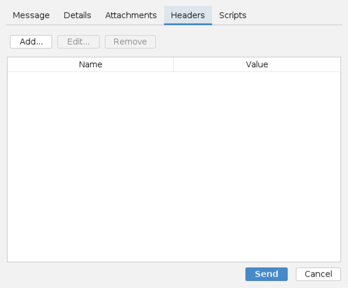 Test message compose, Headers tab