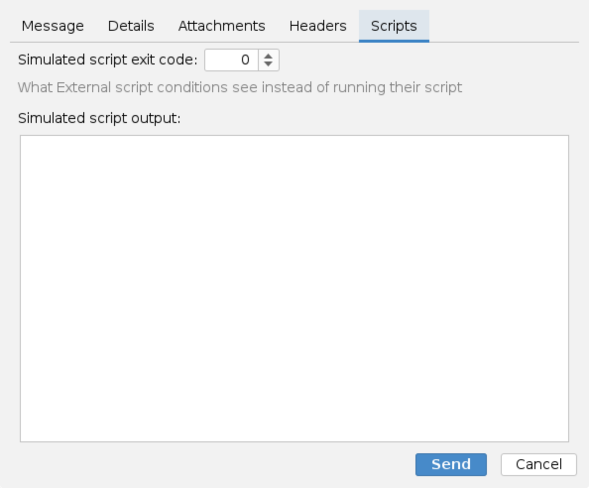 Test message compose, Scripts tab
